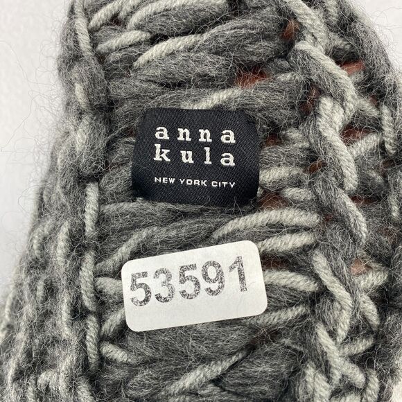 ANNA KULA Scarf OS Infinity Marled Crochet Chunky Wool Gray 9" x 59" - Picture 13 of 13